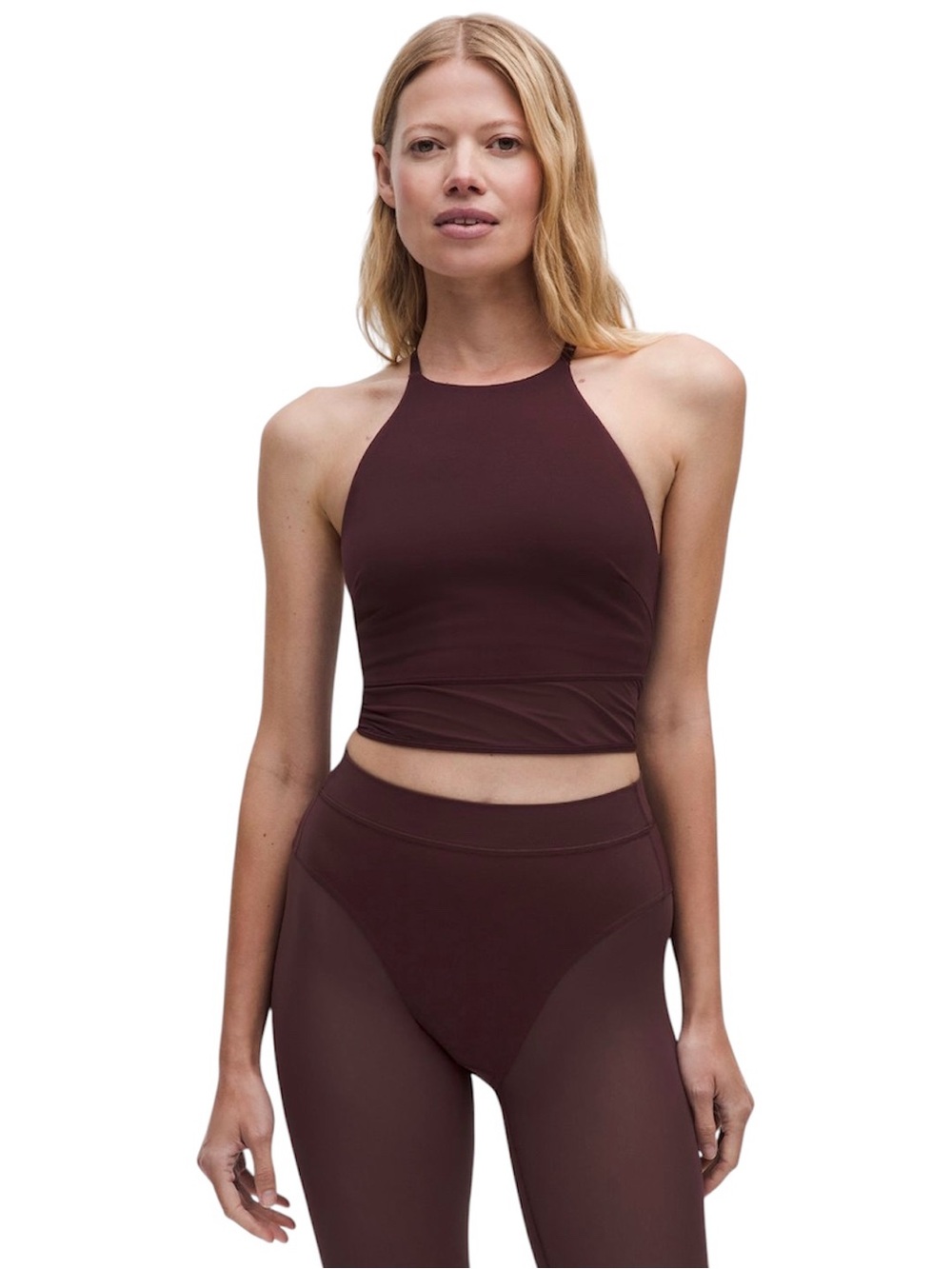 lululemon high-neck mesh-hem tank top